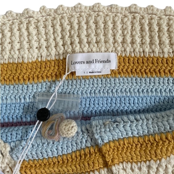 Lovers + Friends NEW Size Large Lisette Crochet Skirt Stripe Beach Revolve NWT - Picture 5 of 10